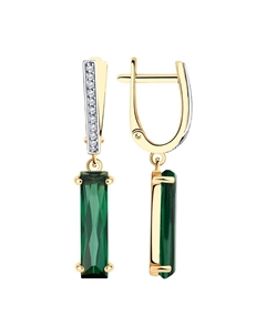 Серьги из золота с ситалами турмалинами и фианитами Sokolov