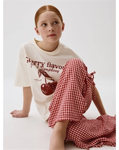 Пижама с брюками в клетку для девочек Sela