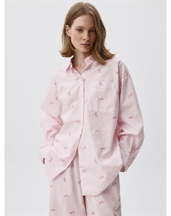 Домашняя рубашка в полоску с бантиками Sela