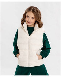 Жилет с капюшоном утепленный молочный детский Button blue