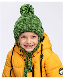 Шапка вязаная с флисовой подкладкой зеленая Button blue