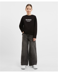 Джинсы расклёшенные тёмно-серые для девочки Gulliver