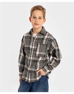 Рубашка в клетку теплая с длинным рукавом мультицвет детская Button blue