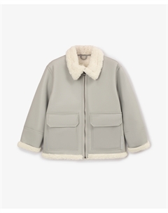 Дублёнка демисезонная из искусственной кожи серая для мальчика Gulliver