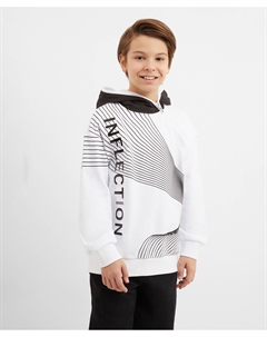 Худи из футера с асимметричной молнией белое для мальчика Gulliver