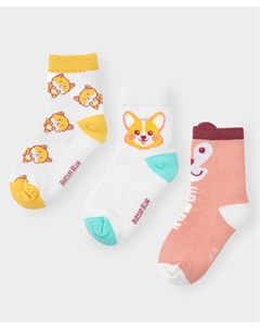 Носки 3 пары с принтом для девочки Button blue