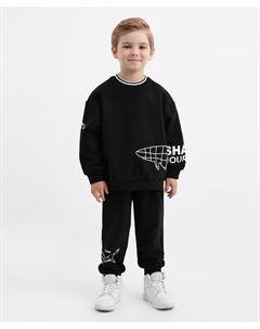 Брюки-джоггеры трикотажные чёрные для мальчика Gulliver