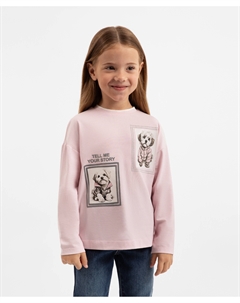 Лонгслив с выразительным декором розовый для девочки Gulliver