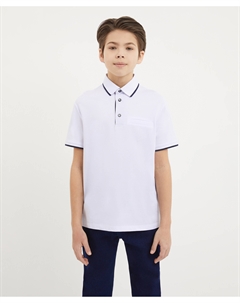 Поло с коротким рукавом из пике белое для мальчика Gulliver