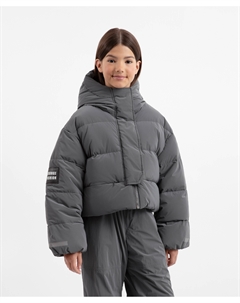 Куртка демисезонная стёганая на натуральном пуху серая для девочки Gulliver