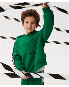 Худи оверсайз трикотажное зелёное для мальчика Gulliver