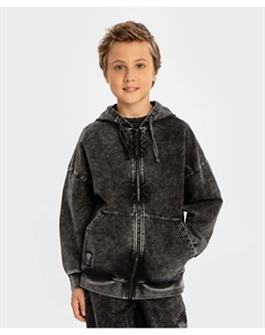 Худи на молнии с эффектом потертости серое детское Button blue