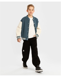 Брюки джоггеры с тремя карманами и поясом на резинке черные для мальчика Button blue