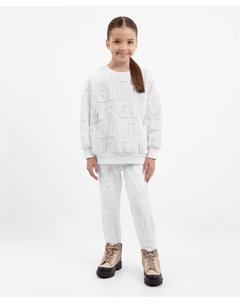 Брюки со штрипками из капитония белые для девочки Gulliver