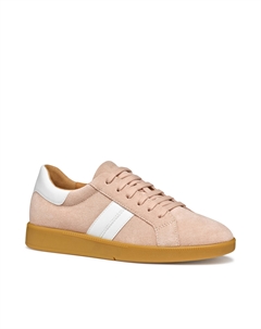 Кроссовки низкие бежевые из замши с белой отделкой Geox D Meleda Glvr