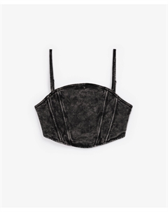 Топ укороченный трикотажный с эффектом варки серый для девочки Gulliver