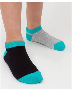 Комплект укороченных носков черного и серого цвета с яркими акцентами, 2 пары Button blue
