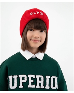 Шапка вязаная с широким отворотом красная Gulliver