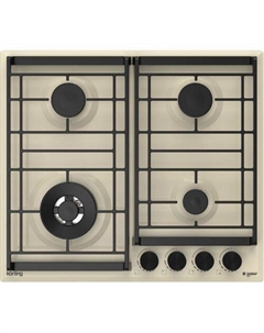 Газовая варочная панель Korting HG 6302 CTB, 4 конфорки, эмалированная сталь, бежевый