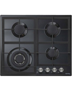 Газовая варочная панель Korting HG665CTN, 4 конфорки, эмалированная сталь, черный