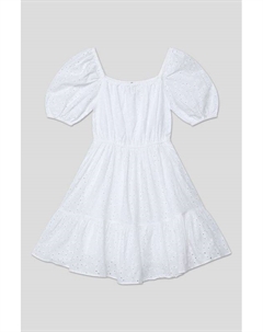 Платье хлопковое с шитьем и рукавами фонарик Ovs