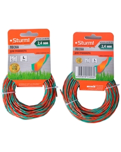 Леска для триммера GT3535-2.4-3S-15, усилен. d=2.4, мм l=15 м (круч.квадр оранж./зел.) Sturm!