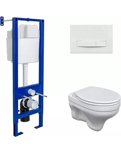 Комплект унитаза с инсталляцией Atom с сиденьем микролифт и белой клавишей смыва Berges