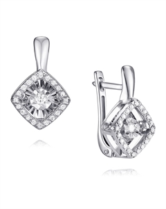 Серьги из белого золота с "танцующими" бриллиантами из золота Адамас