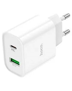 Сетевое зарядное устройство Hoco Plus Rapido C80A 20 Вт, USB, EU, USB type-C, Quick Charge, PD, белый (6931474779885)