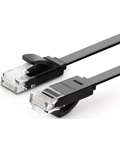 Патч-корд UTP кат.6, 1 м, RJ45-RJ45, черный, CCA, плоский, NW102 (50173) Ugreen
