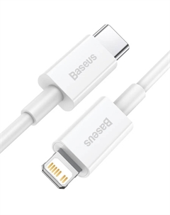 Кабель Lightning 8-pin(M)-USB Type-C(M), быстрая зарядка, 6А, 2 м, белый, Baseus Superior (CATLYS-C02)