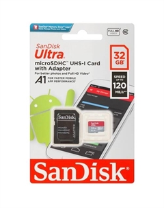 Карта памяти 32Gb microSDHC Ultra Class 10 UHS-I U1 A1 + адаптер (SDSQUA4-032G-GN6MA) Sandisk