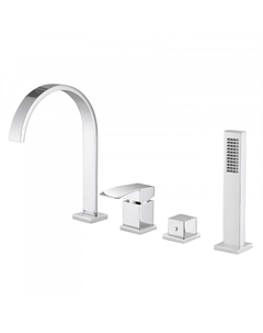 Смеситель на борт ванны Abber Wasserfall хром однорычажный с лейкой (AF8613)