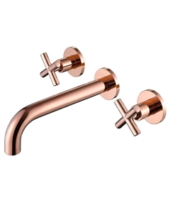 Смеситель для раковины встраиваемый Abber Wasser Kreis розовое золото двухвентильный (AF81121RG)