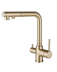 Смеситель для кухни Emotion золото с высоким изливом с подключением к фильтру однорычажный (AF8814G) Abber