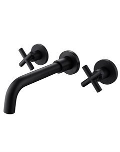 Смеситель для раковины встраиваемый Abber Wasser Kreis черный двухвентильный (AF81121B)