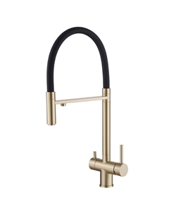 Смеситель для кухни Wasser Kreis золото с высоким изливом с подключением к фильтру однорычажный (AF81141G) Abber