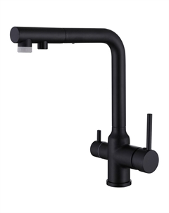Смеситель для кухни Emotion черный с высоким изливом с подключением к фильтру однорычажный (AF8814B) Abber