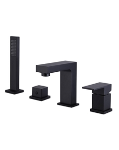 Смеситель на борт ванны Abber Daheim черный однорычажный с лейкой (AF8213B)