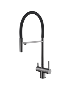 Смеситель для кухни Wasser Kreis никель с высоким изливом с подключением к фильтру однорычажный (AF81141NG) Abber