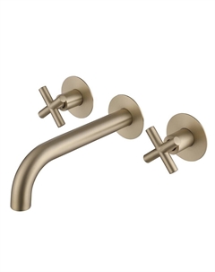 Смеситель для раковины встраиваемый Abber Wasser Kreis золото двухвентильный (AF81121G)