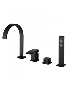 Смеситель на борт ванны Abber Wasserfall черный однорычажный с лейкой (AF8613B)