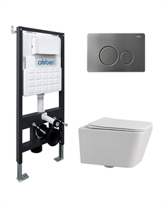 Комплект инсталляции Abber с унитазом Rechteck с кнопкой никель и сиденьем микролифт (AC1201-AC0105-AC0121NG)