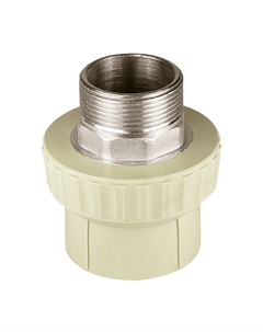 Муфта полипропиленовая 50 мм х 1 1/2 НР(ш) под ключ серая (10135050Г) Valfex