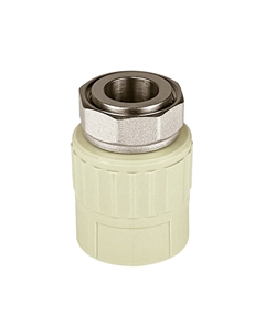 Муфта полипропиленовая с накидной гайкой 20 мм х 3/4 ВР(г) серая (10139120Г) Valfex