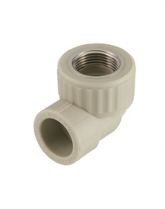 Угол полипропиленовый комбинированный 25 мм х 3/4 ВР(г) серый (10125025Г) Valfex