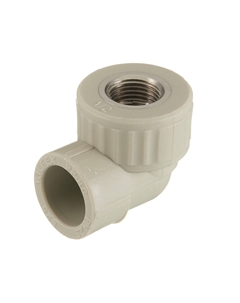 Угол полипропиленовый комбинированный 25 мм х 1/2 ВР(г) серый (10125125Г) Valfex