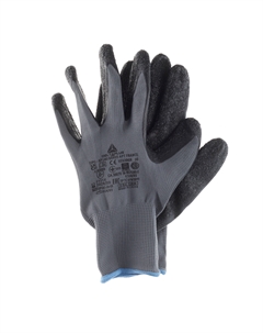 Перчатки полиэстеровые 13 нитей с латексным обливом тактильные VE630 черные XL Delta plus