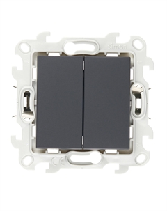 Выключатель 24 Harmonie двухклавишный встраиваемый графит (2420398-038) Simon