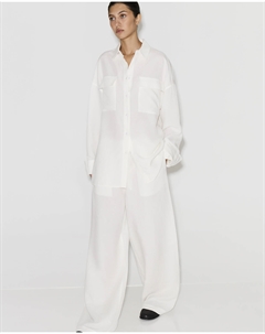 Брюки со льном молочного цвета 2mood